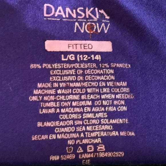 DANSKIN NOW fitted long sleeved top, Sz L - Picture 3 of 4
